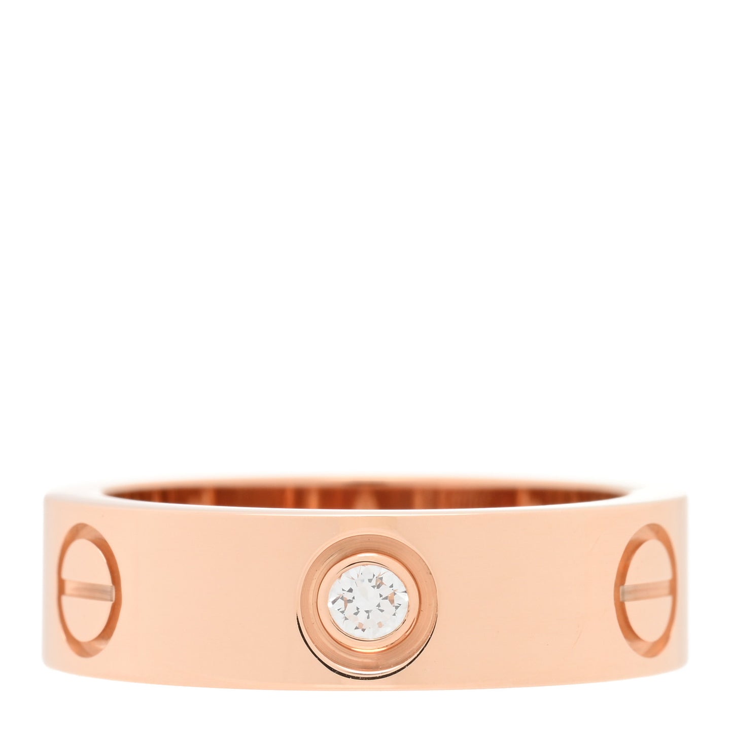 18K Pink Gold 3 Diamond 5.5mm LOVE Ring 52 6