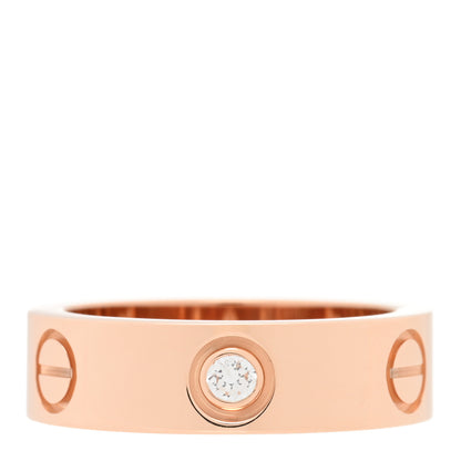 Cartier 18K Pink Gold 3 Diamond 5.5mm LOVE Ring 52 6 3 of 5