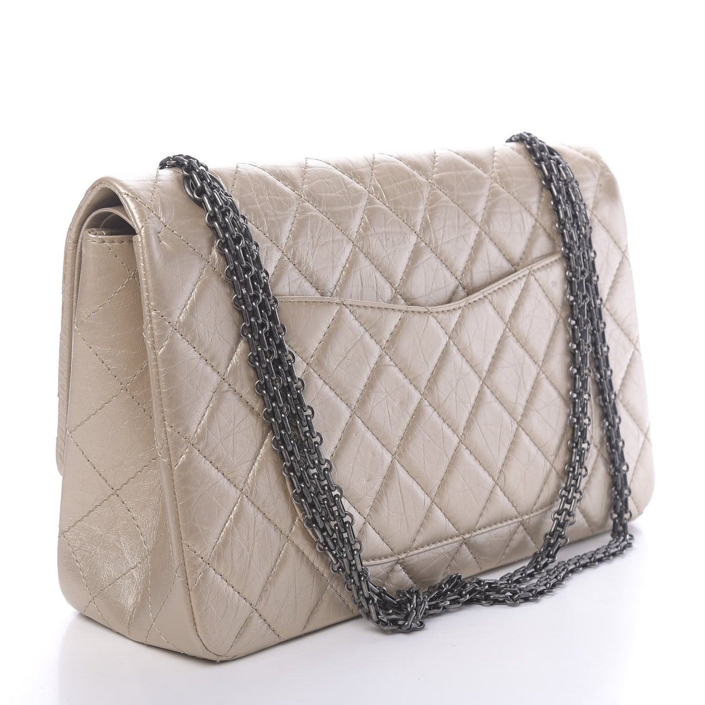 Metallic Aged Calfskin Quilted 2.55 Reissue 227 Flap Light Gold
