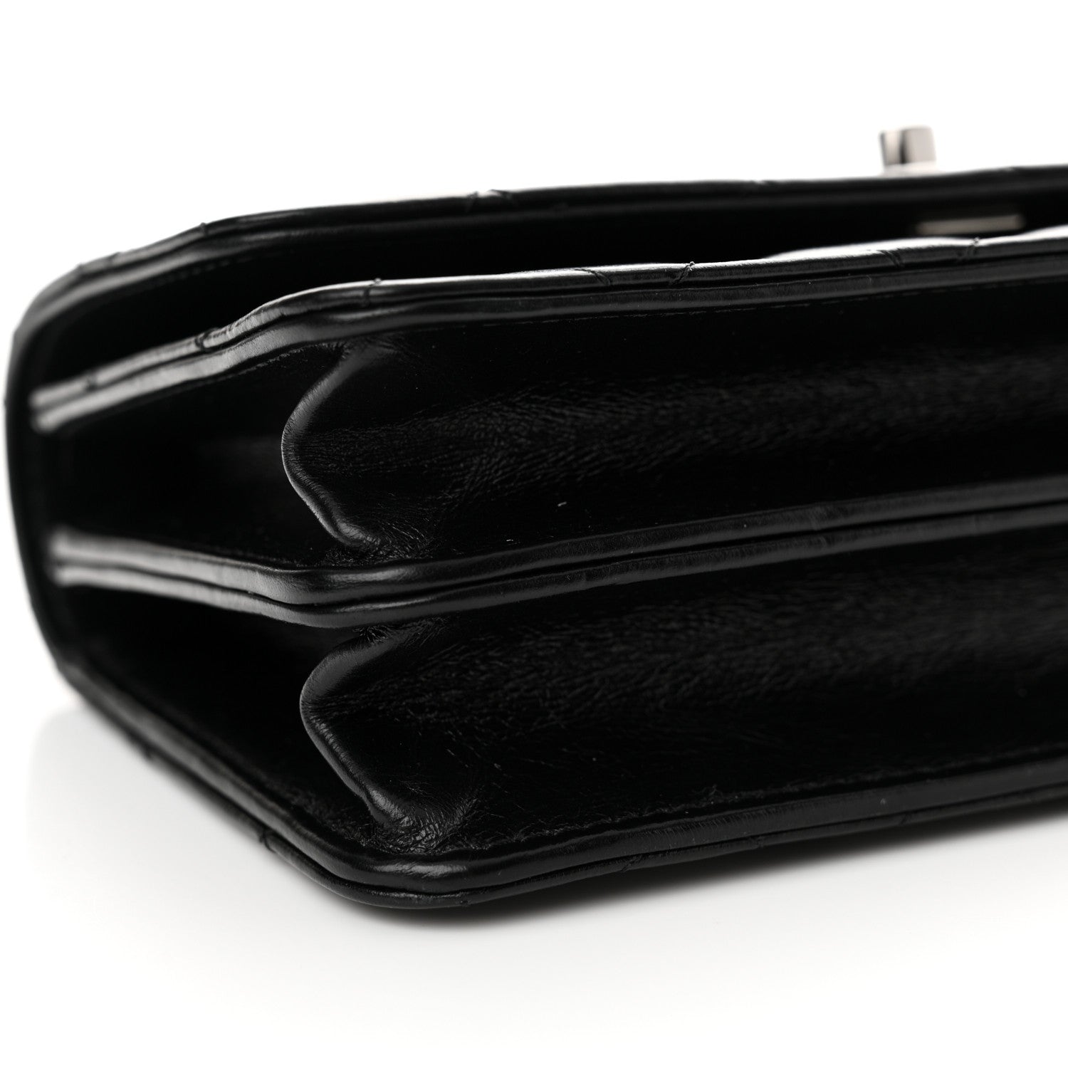 Chanel Shiny Crumpled Calfskin Strass Quilted Top Handle Clutch With Chain Black 10 of 12