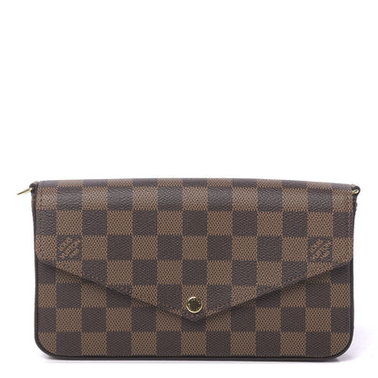 Louis Vuitton Damier Ebene Pochette Felicie Chain Wallet 1 of 9