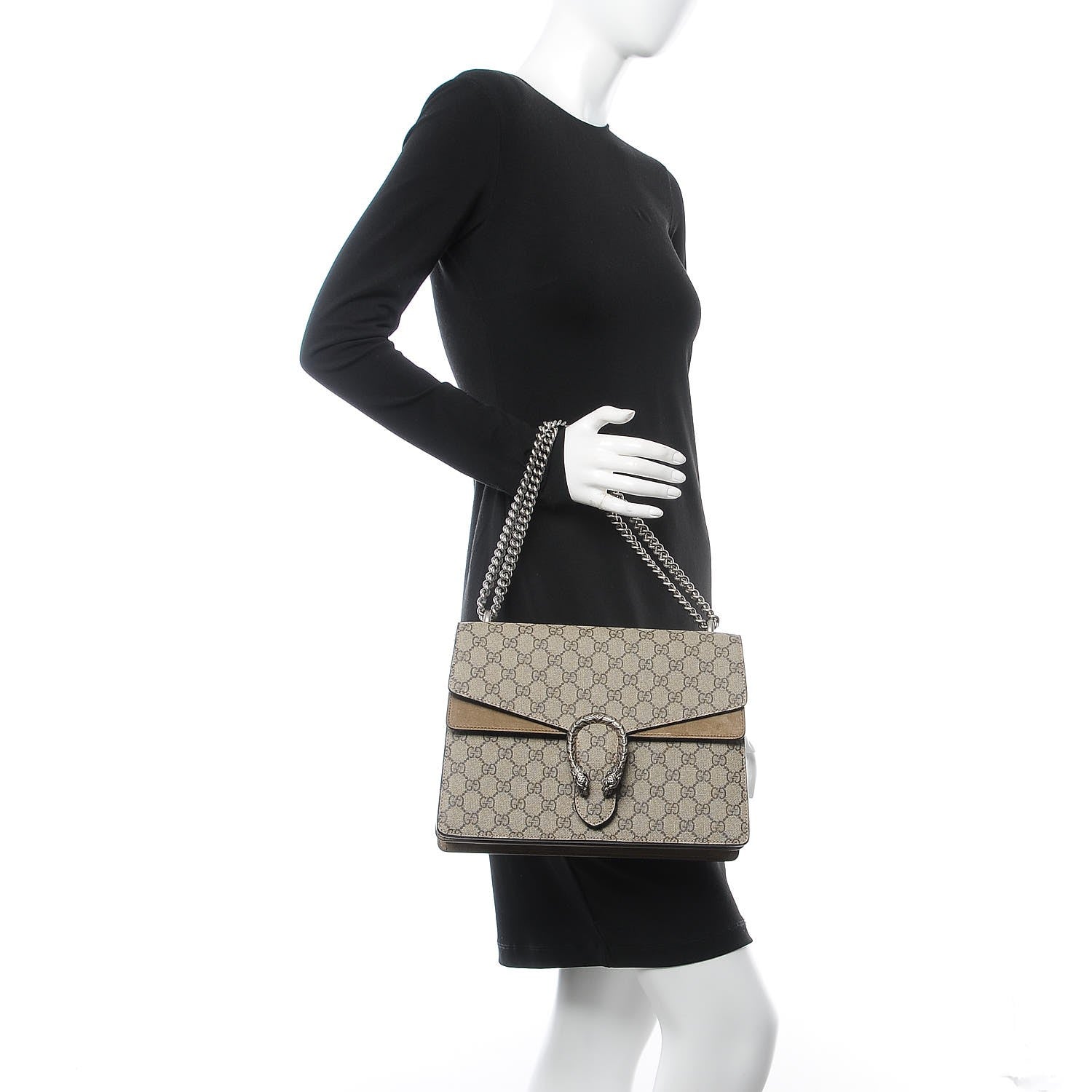 Gucci GG Supreme Monogram Medium Dionysus Shoulder Bag Taupe 3 of 8