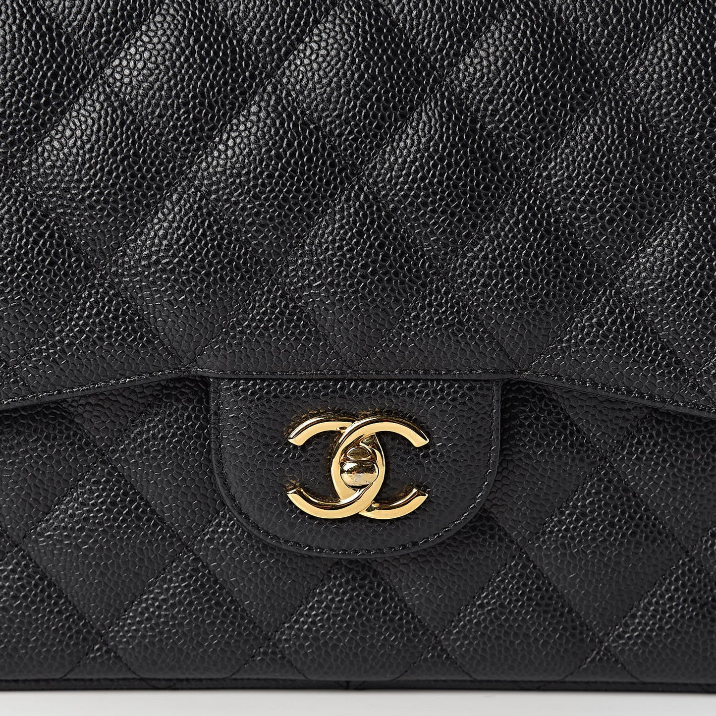 Caviar Quilted Jumbo Double Flap Black