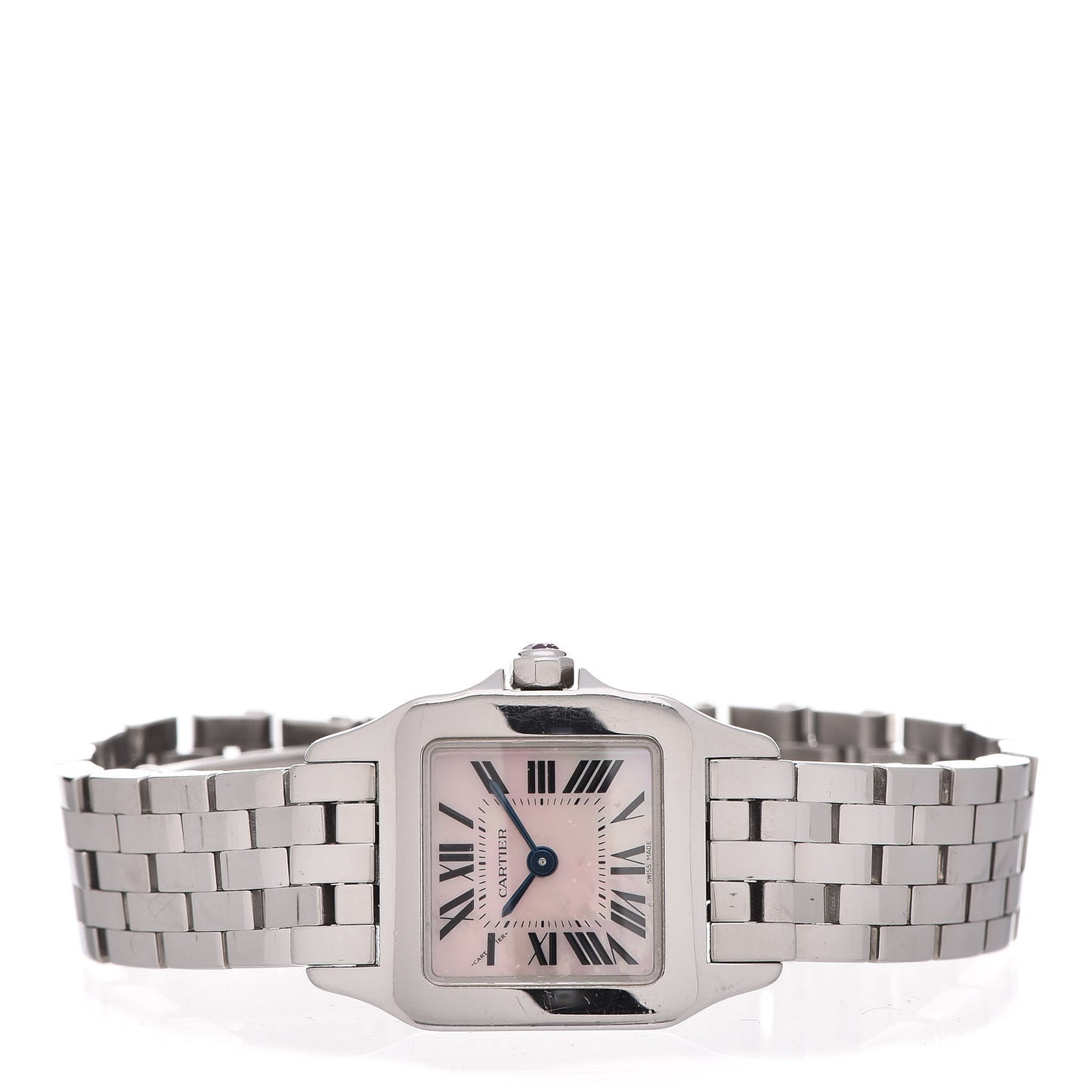 Stainless Steel Pink Mother of Pearl 20mm Santos Demoiselle Quartz Watch