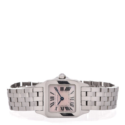 Cartier Stainless Steel Pink Mother of Pearl 20mm Santos Demoiselle Quartz Watch 3 of 8