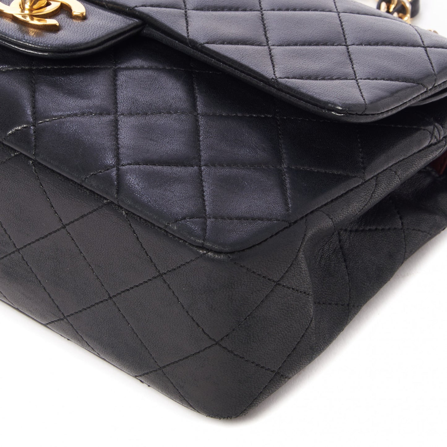 Lambskin Quilted Small Double Flap Black