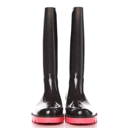 Gucci Rubber Monogram Edinburg Rain Boots 39 Pink Brown 2 of 9