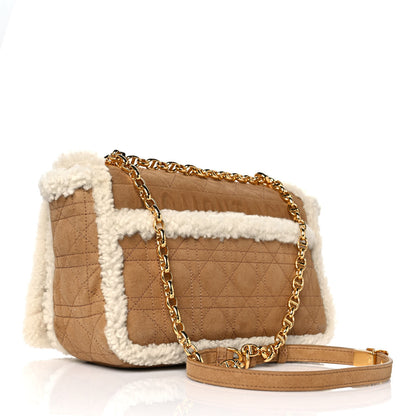 Christian Dior Shearling Cannage Large Caro Bag Camel 2 of 9