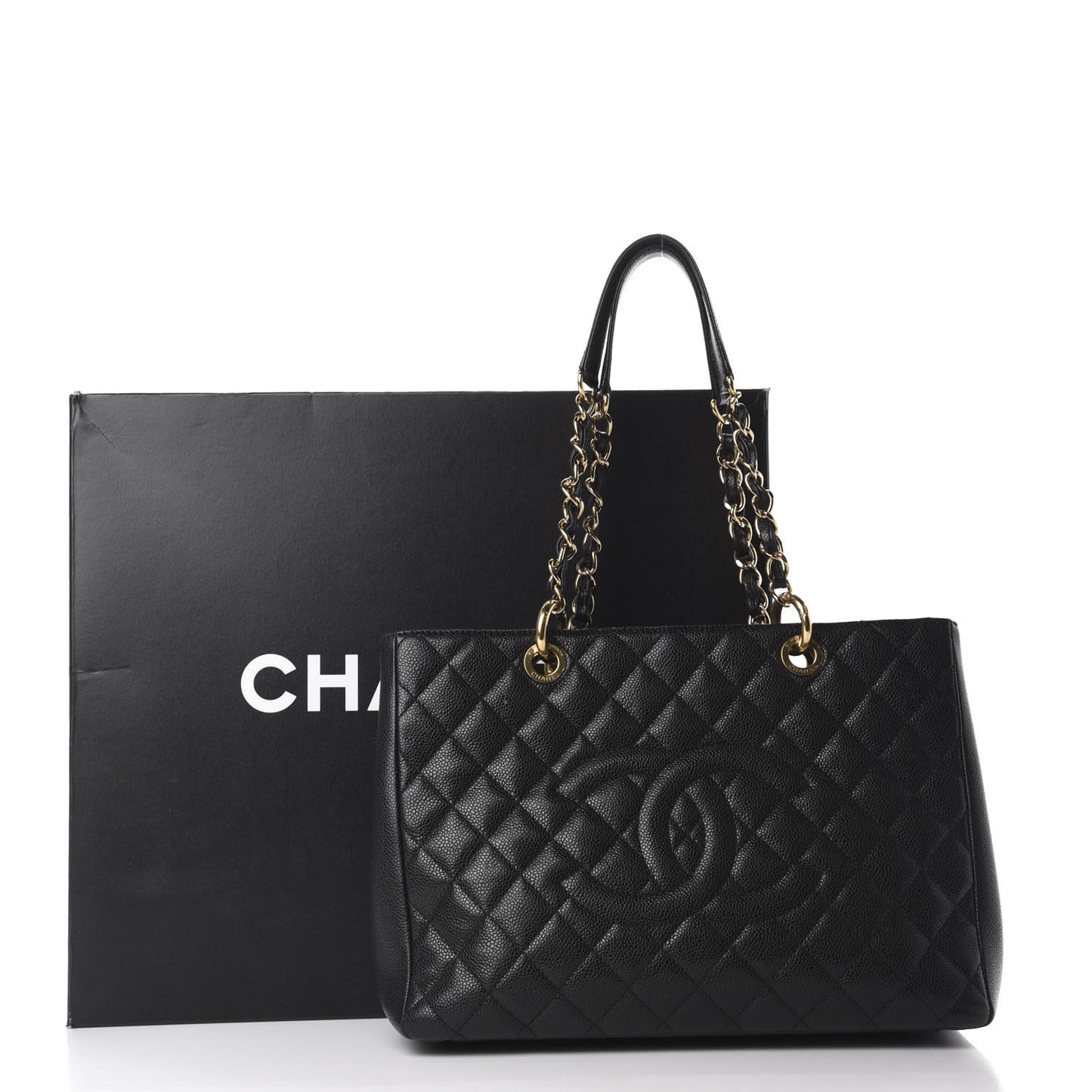 Caviar Quilted Grand Shopping Tote GST Black