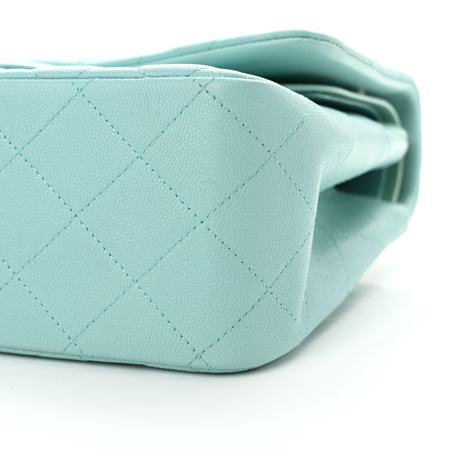 Caviar Quilted Jumbo Double Flap Light Blue