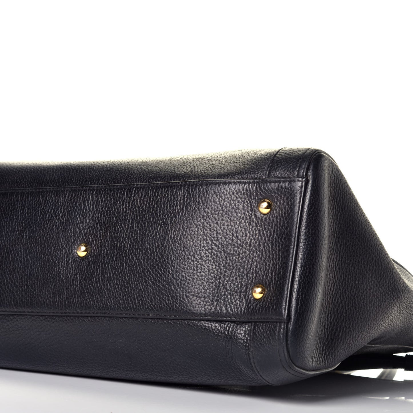 Grained Calfskin Studded Tote Black