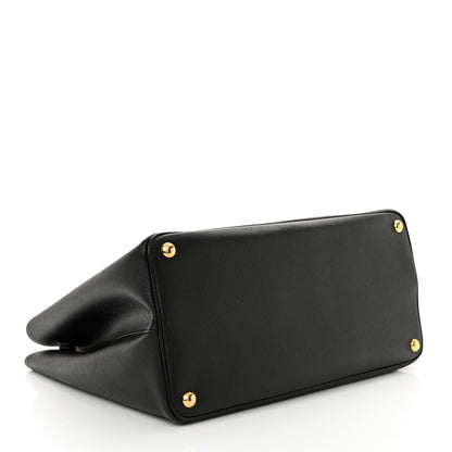 Prada Saffiano Cuir Medium Double Bag Black Fuoco 4 of 13