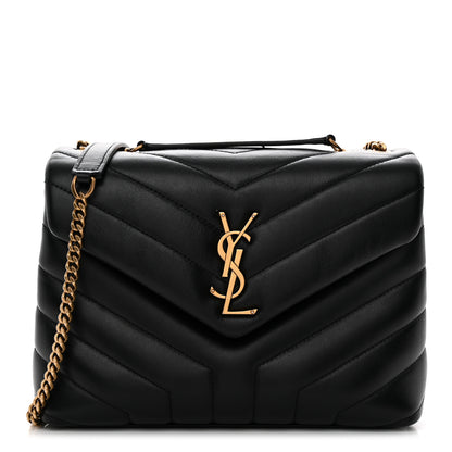 Saint Laurent Calfskin Y Quilted Monogram Small Loulou Chain Satchel Black 1 of 10