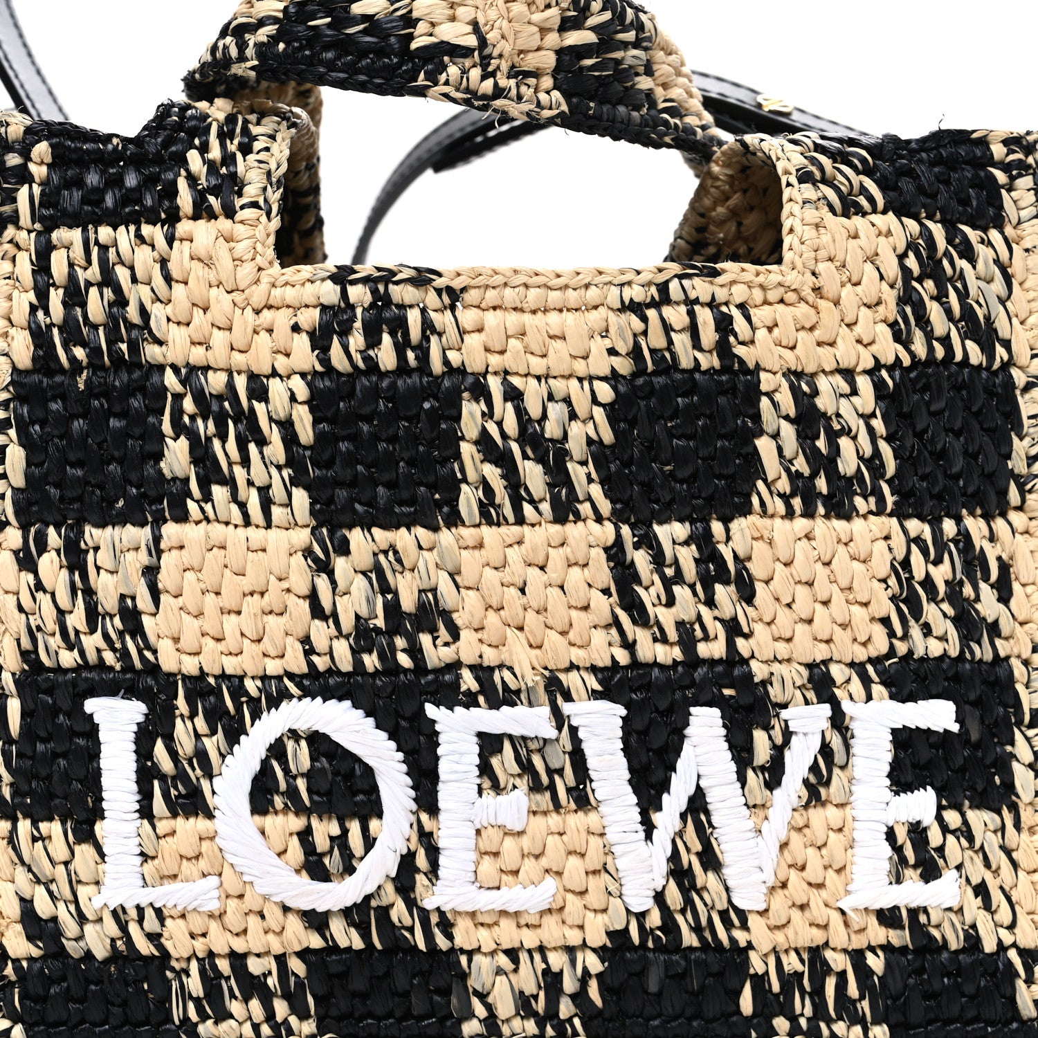 Loewe X PAULA'S IBIZA Raffia Mini Font Tote Black Natural 6 of 10