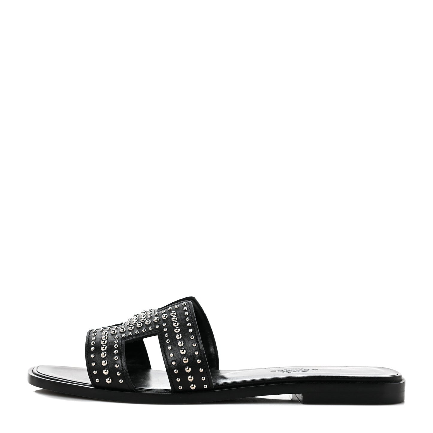 Calfskin Studded Oran Sandals 36 Black