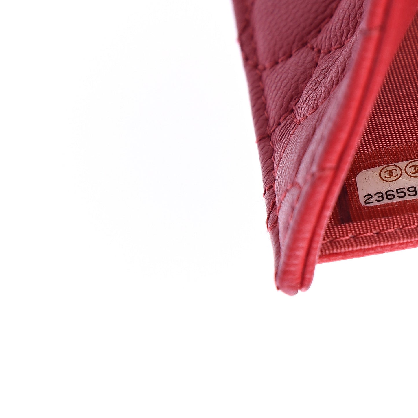 Caviar Camellia Embossed Compact Wallet Red