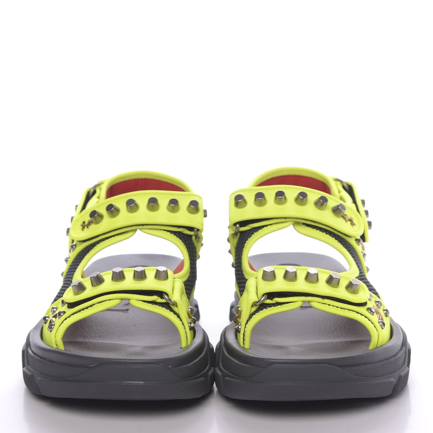Technical Canvas Calfskin Studded Mens Aguru Sandals 9 Neon Yellow
