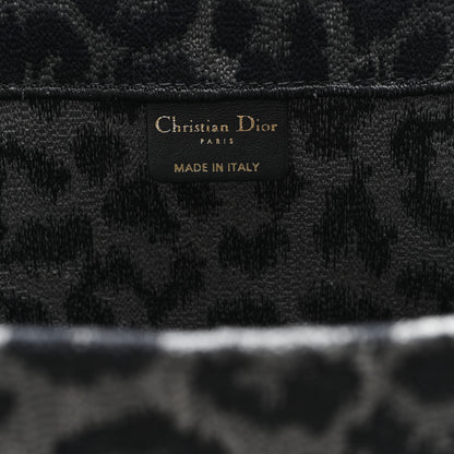 Christian Dior Canvas Mizza Embroidered Large Leopard Book Tote Grey 6 of 11