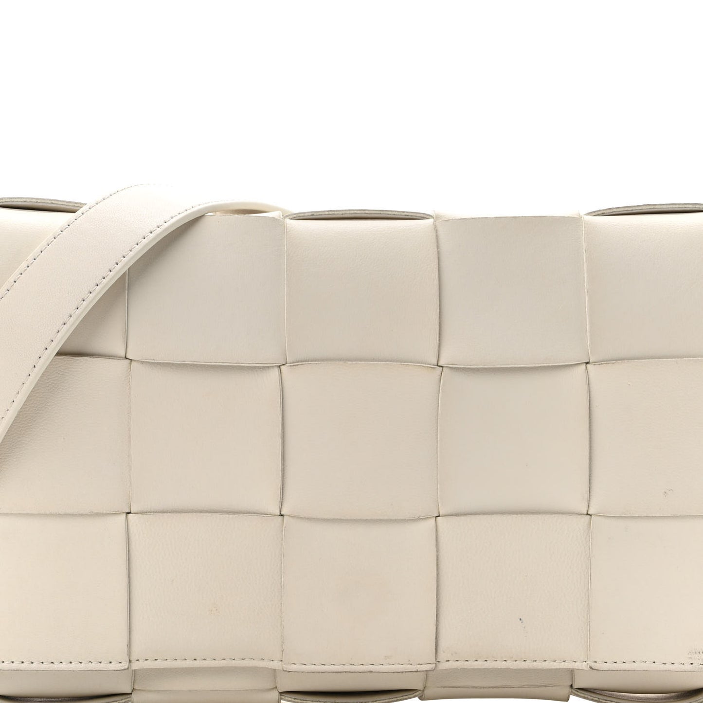 Lambskin Maxi Intrecciato Cassette Crossbody Bag White