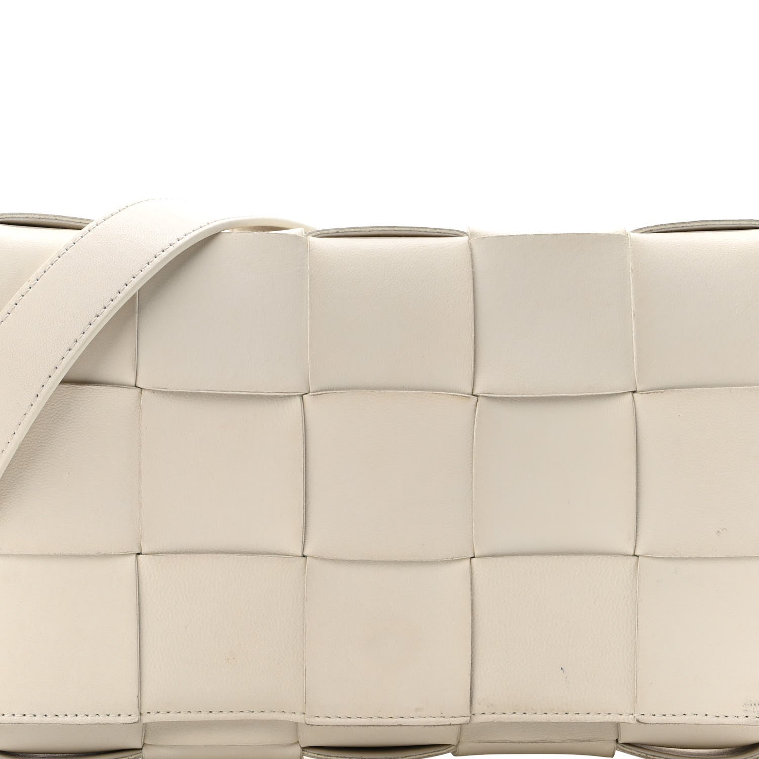 Bottega Veneta Lambskin Maxi Intrecciato Cassette Crossbody Bag White 7 of 9