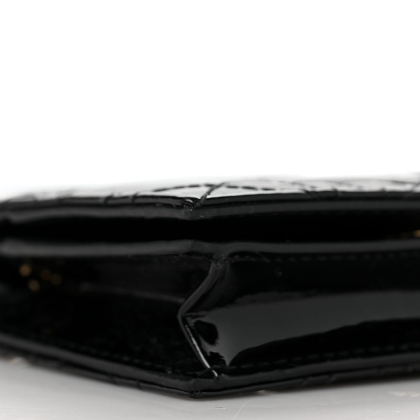 Patent Cannage Mini Lady Dior Wallet Black