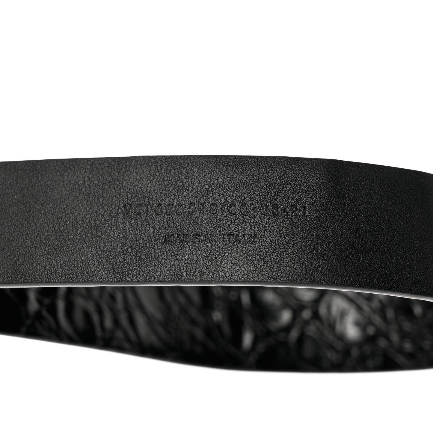 Calfskin Crocodile Embossed Square Buckle Belt 80 32 Black