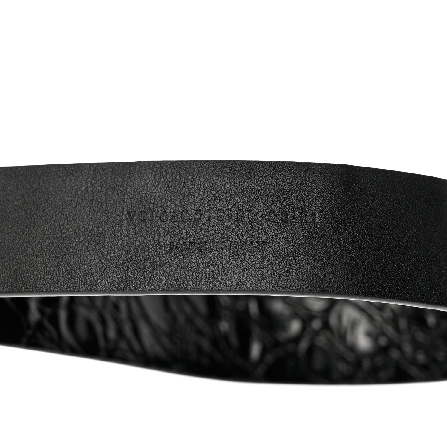 Saint Laurent Calfskin Crocodile Embossed Square Buckle Belt 80 32 Black 7 of 7