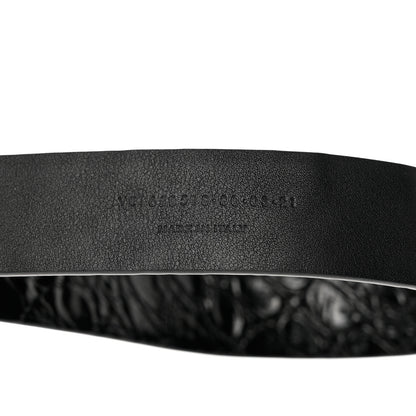 Saint Laurent Calfskin Crocodile Embossed Square Buckle Belt 80 32 Black 7 of 7