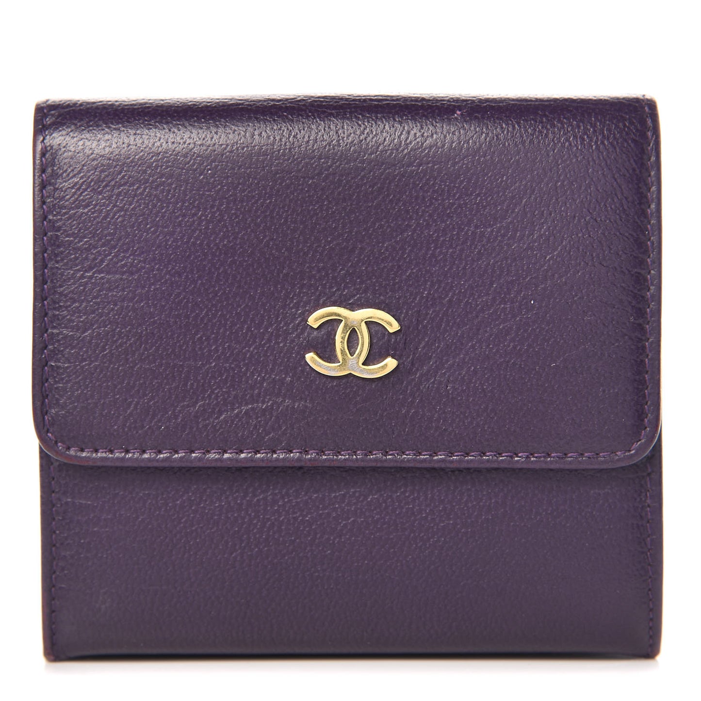 Goatskin Compact Double Sided Wallet Purple
