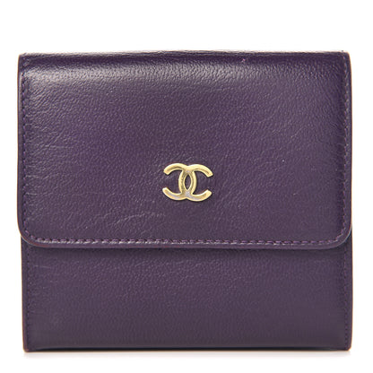 Chanel Goatskin Compact Double Sided Wallet Purple 1 of 13