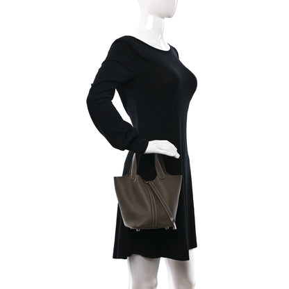 Hermes Taurillon Clemence Picotin Lock 18 PM Etoupe 2 of 9