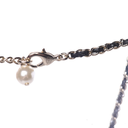 Chanel Lambskin Resin Pearl Dazzling Domino Short Necklace Gold Black 5 of 6