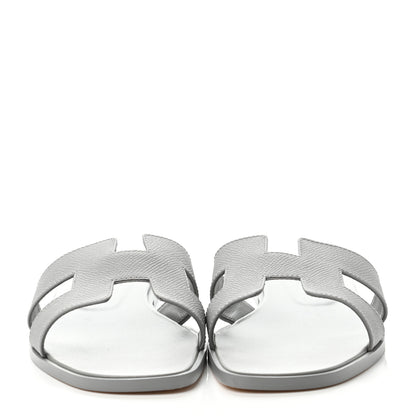 Hermes Epsom Oran Sandals 39.5 Bleu Glacier 2 of 4