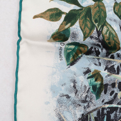 Hermes Silk Panthera Pardus Scarf 90 Blanc Anthracite Vert 5 of 6