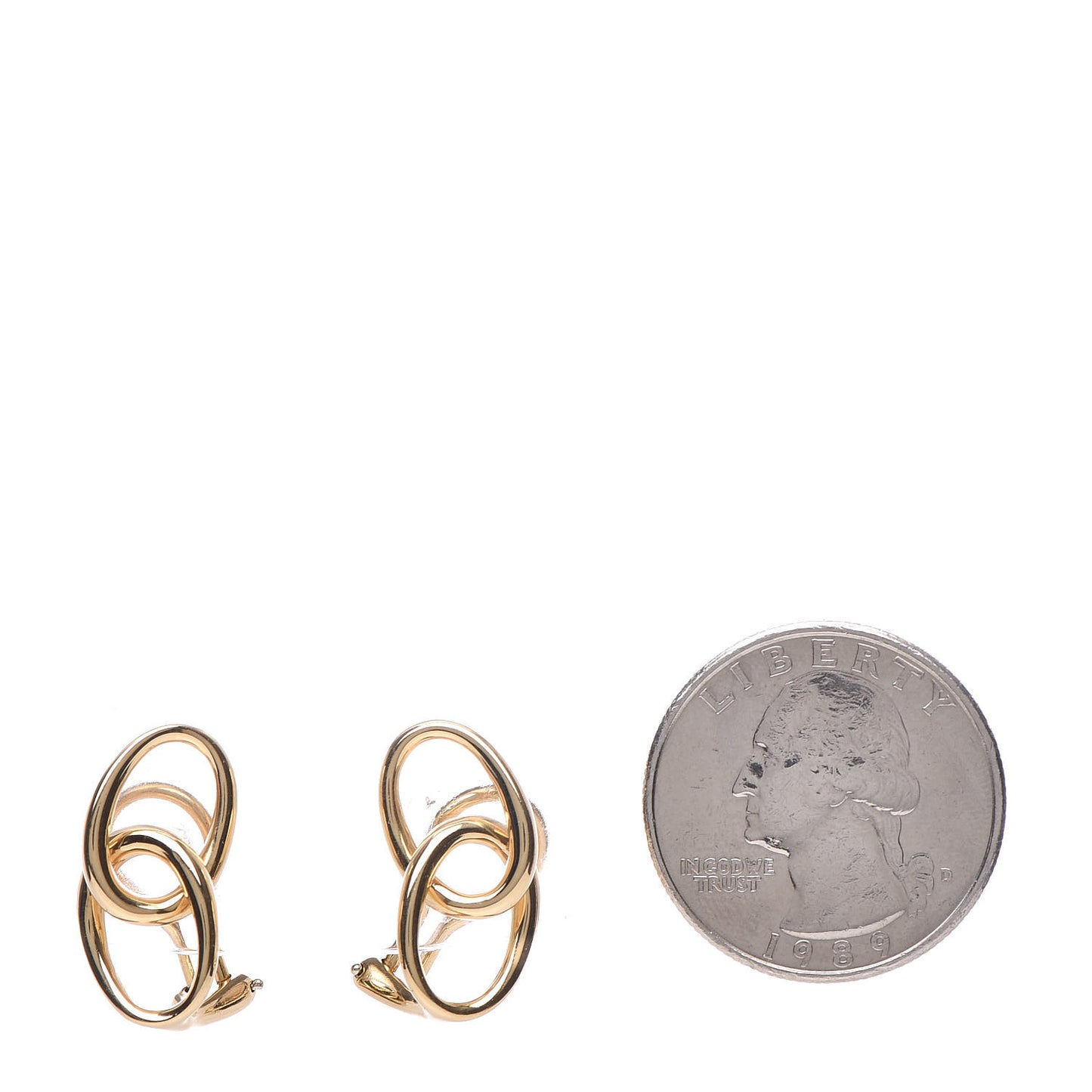 18K Yellow Gold Elsa Peretti Double Oval Loop Clip On Earrings