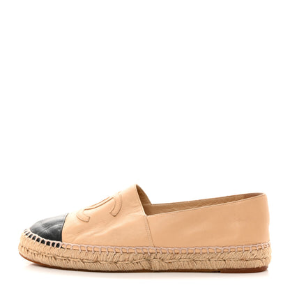 Chanel Lambskin CC Espadrilles 40 Beige Black 1 of 8