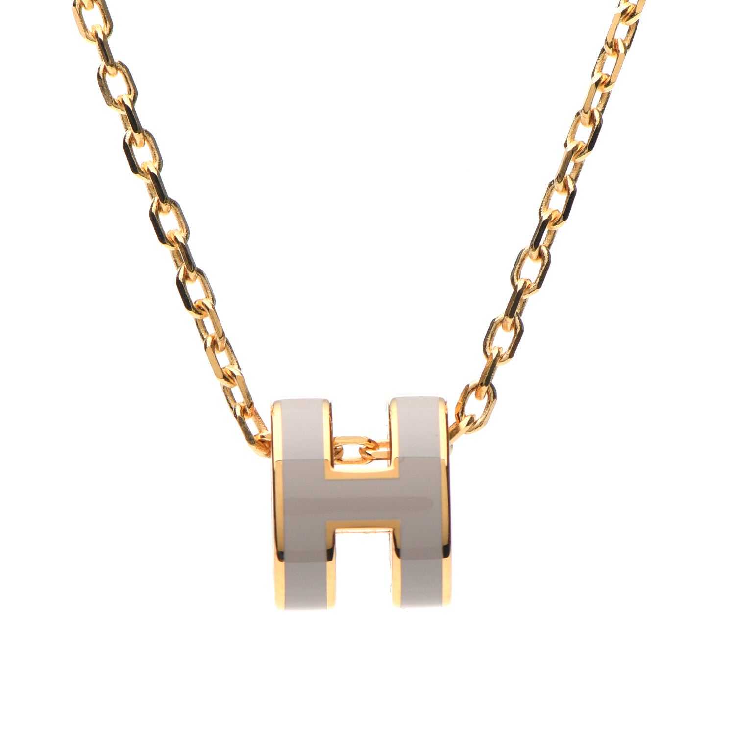 Hermes Lacquered Gold Mini Pop H Pendant Necklace Marron Glace 4 of 7