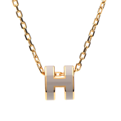 Hermes Lacquered Gold Mini Pop H Pendant Necklace Marron Glace 4 of 7