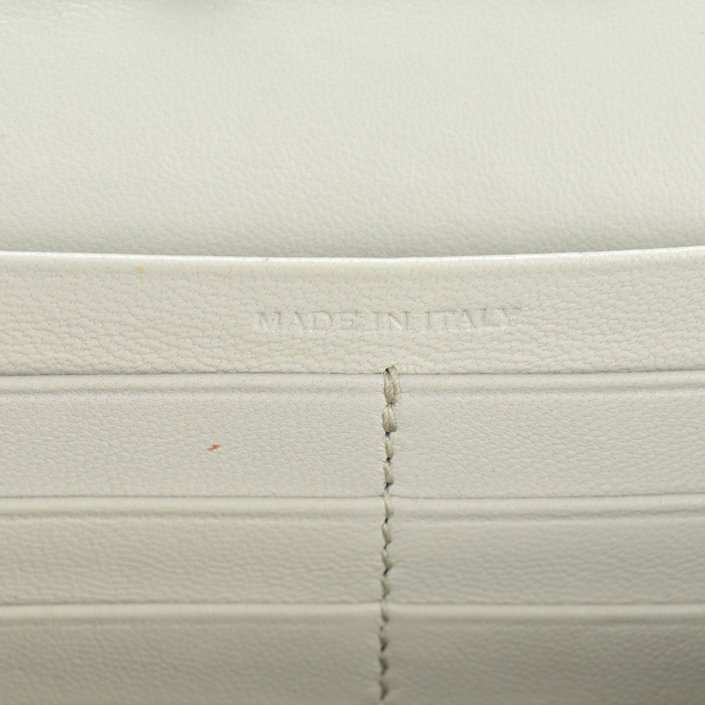 SAINT LAUREN Calfskin Crocodile Embossed Monogram Chain Wallet Pearl White