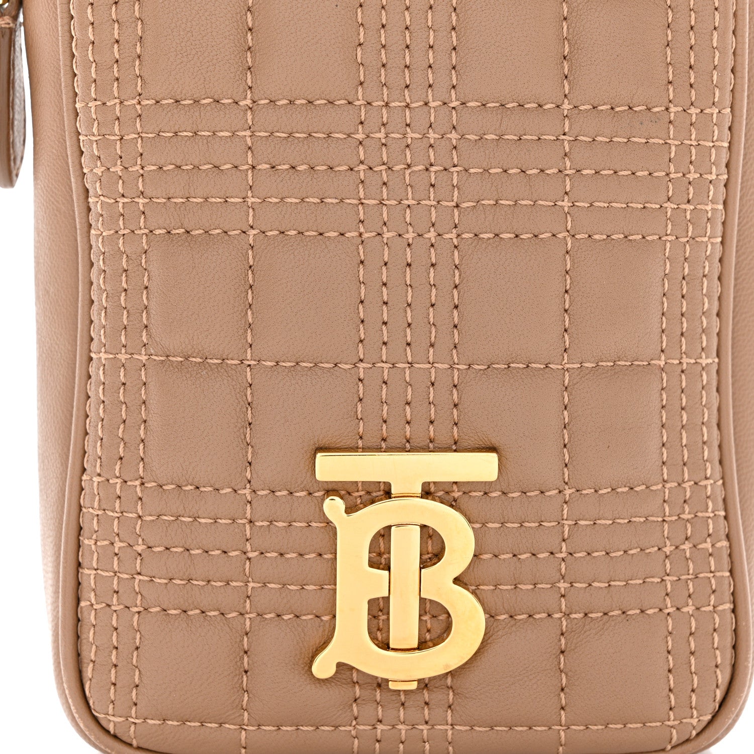 Burberry Lambskin Quilted Mini Lola Vertical Crossbody Bag Camel 7 of 10