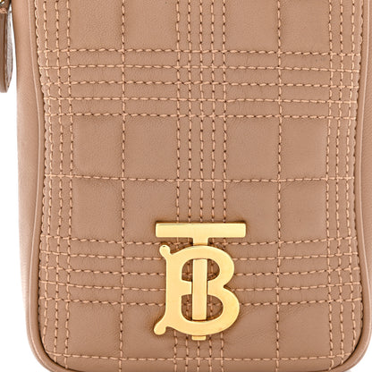 Burberry Lambskin Quilted Mini Lola Vertical Crossbody Bag Camel 7 of 10