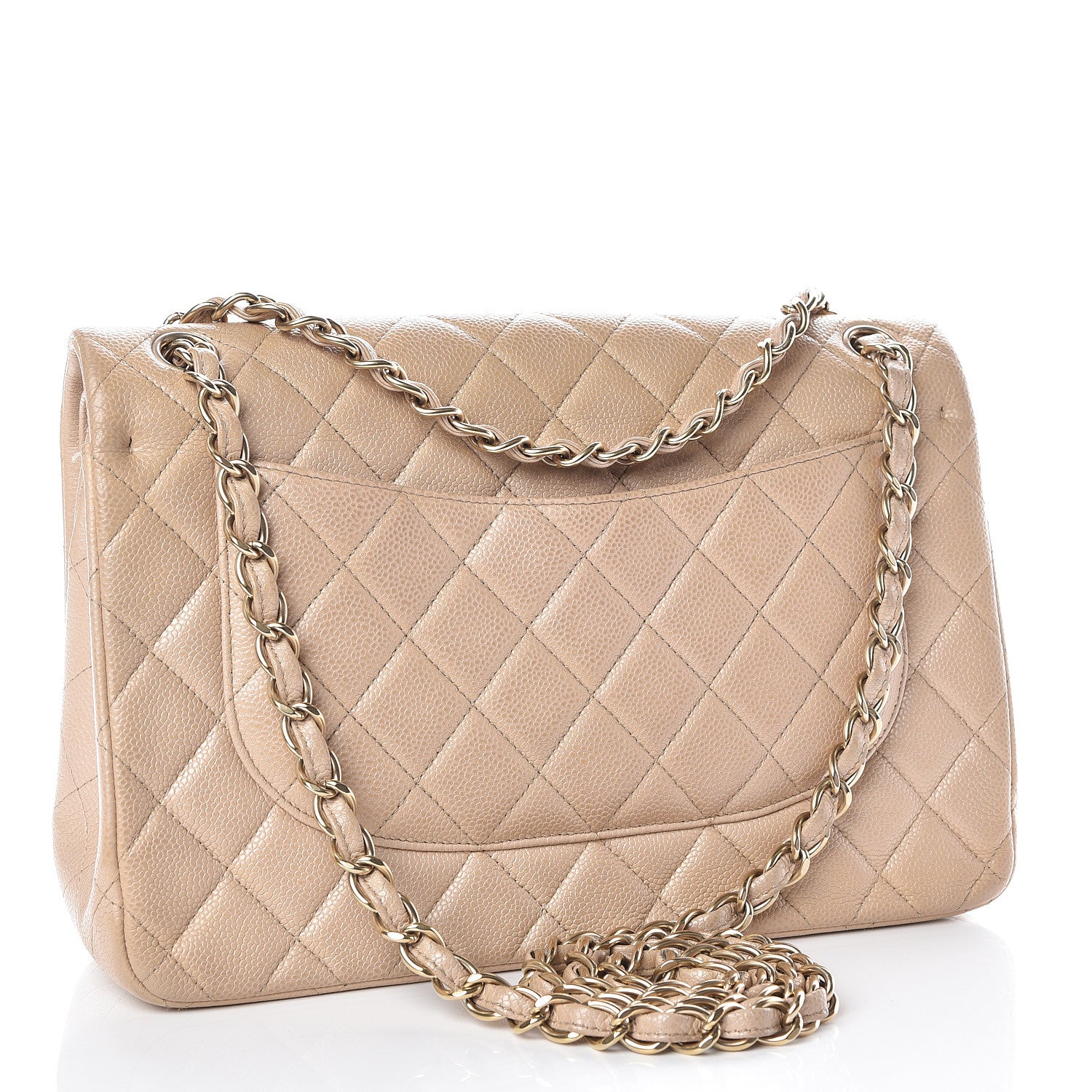 Chanel Pearly Caviar Quilted Jumbo Double Flap Beige 3 of 16