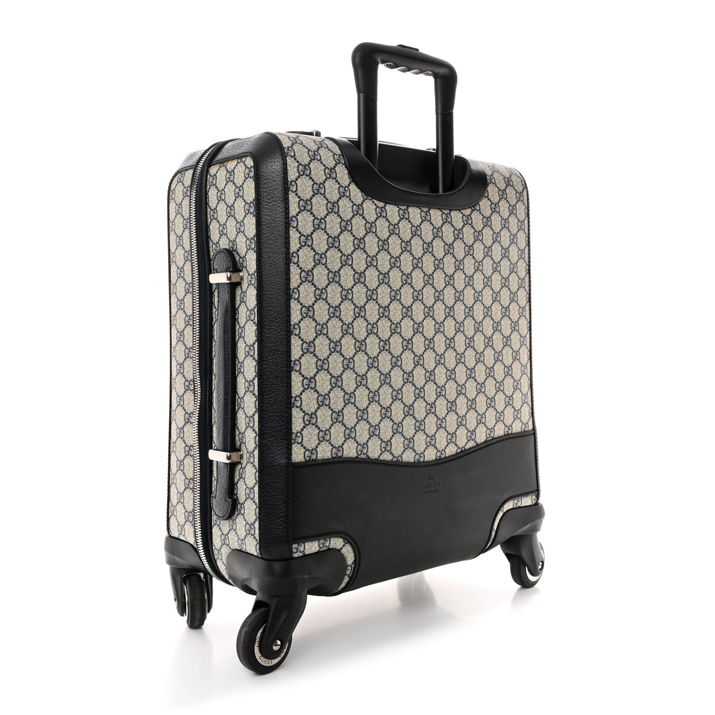 GG Supreme Monogram Textured Dollar Calfskin Web Small Savoy Cabin Trolley Beige Blue
