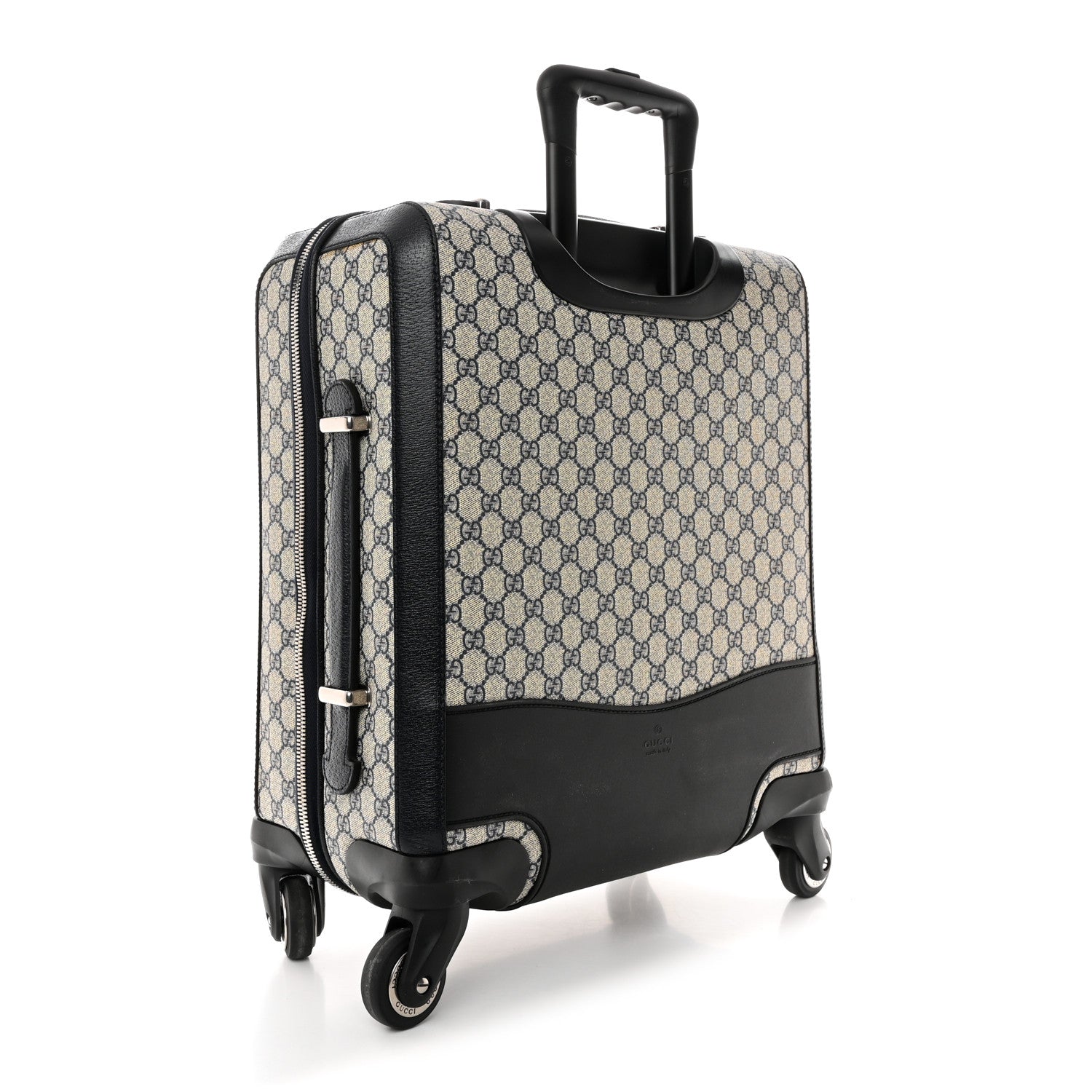 Gucci GG Supreme Monogram Textured Dollar Calfskin Web Small Savoy Cabin Trolley Beige Blue 2 of 12