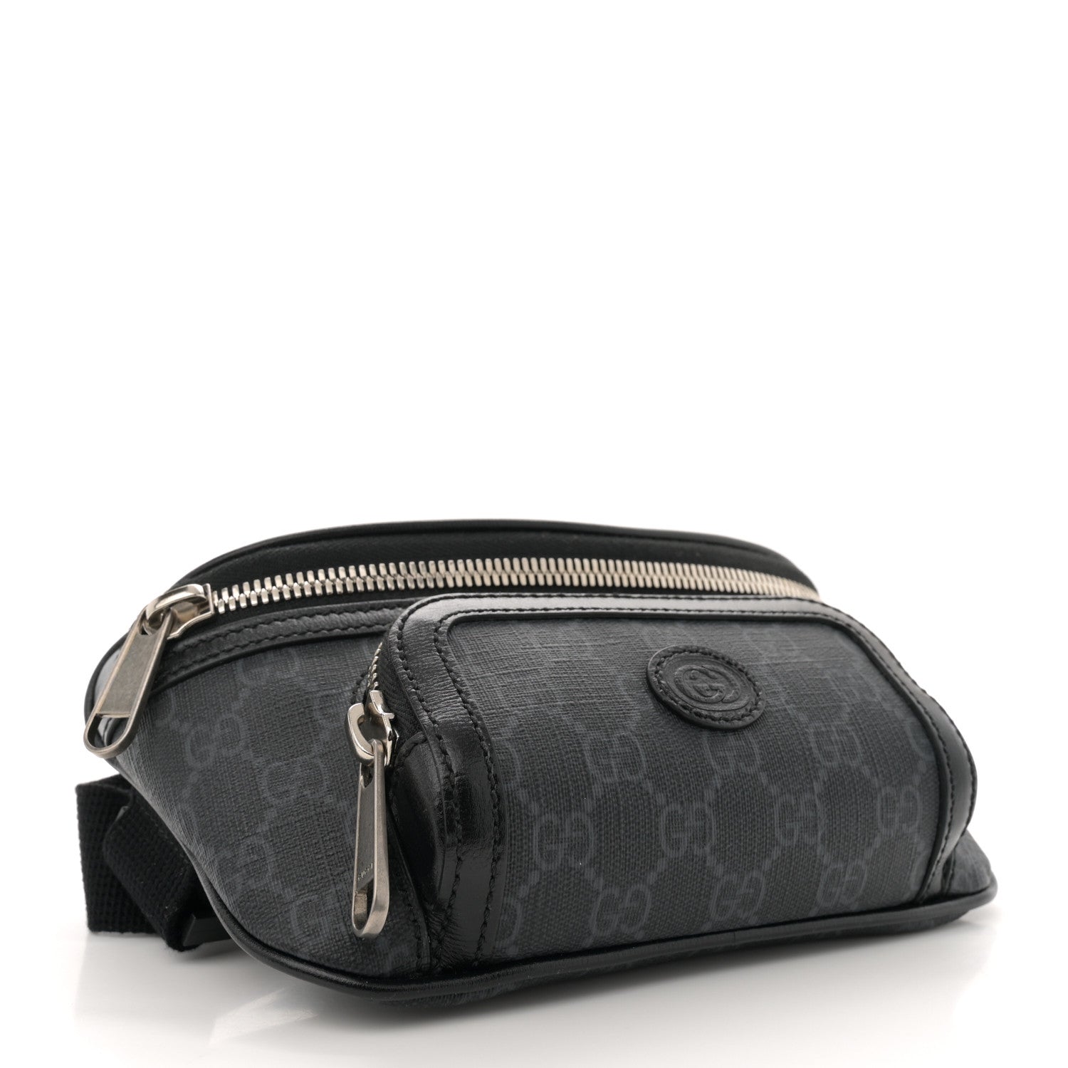 Gucci GG Supreme Monogram Textured Calfskin Retro Interlocking G Belt Bag Black 4 of 10
