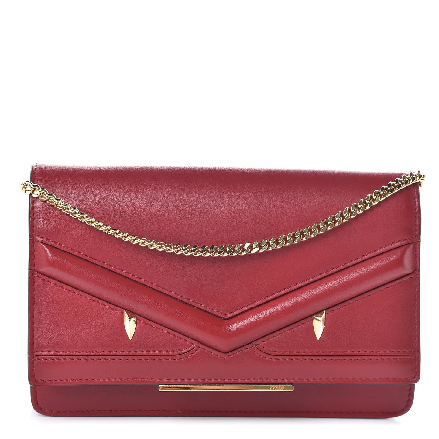 Vitello Century Eyebrow Monster Eyes Embossed Tube Wallet on Chain Fragola