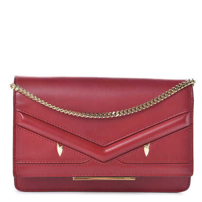 Fendi Vitello Century Eyebrow Monster Eyes Embossed Tube Wallet on Chain Fragola 1 of 11