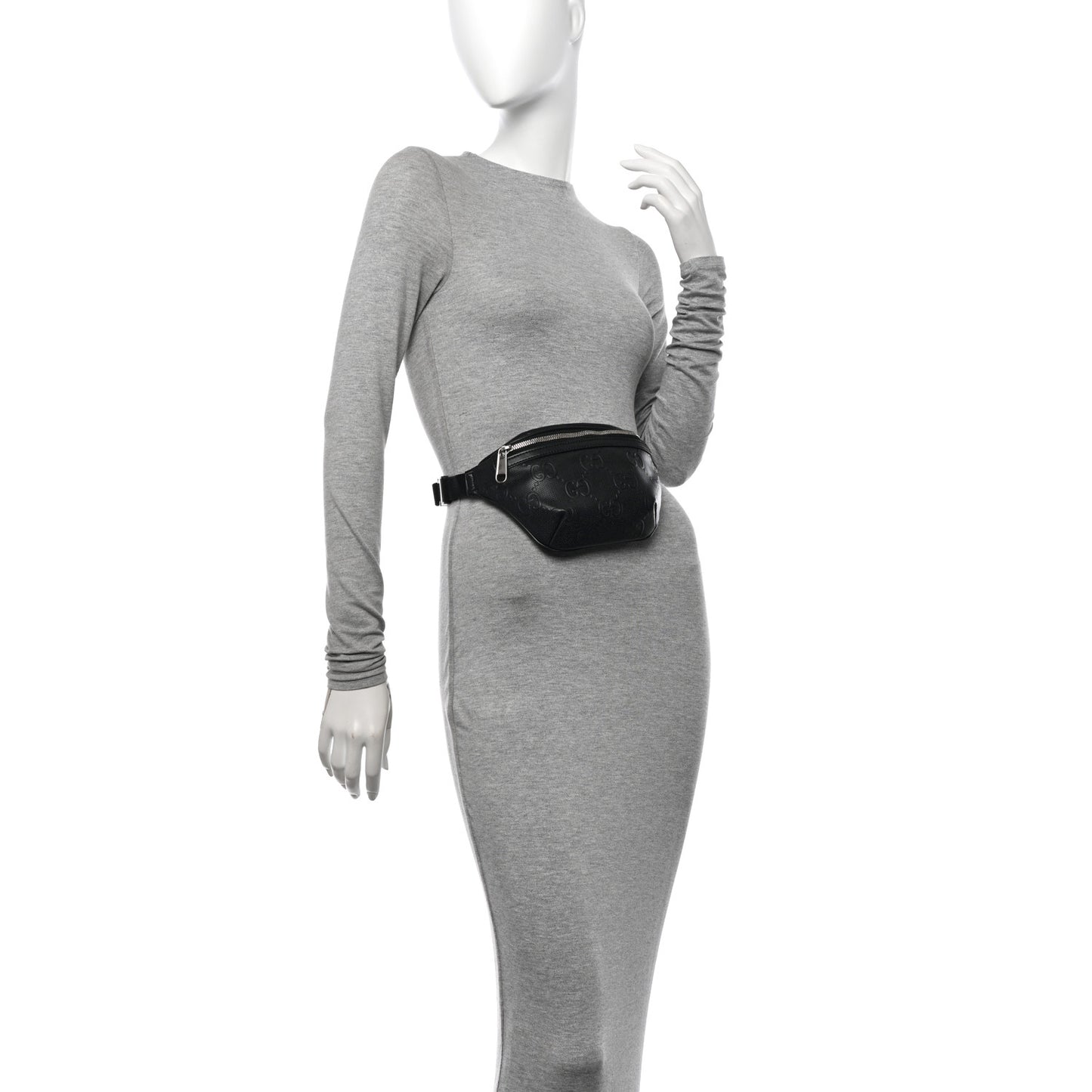 Calfskin GG Tennis Embossed Belt Bag Black