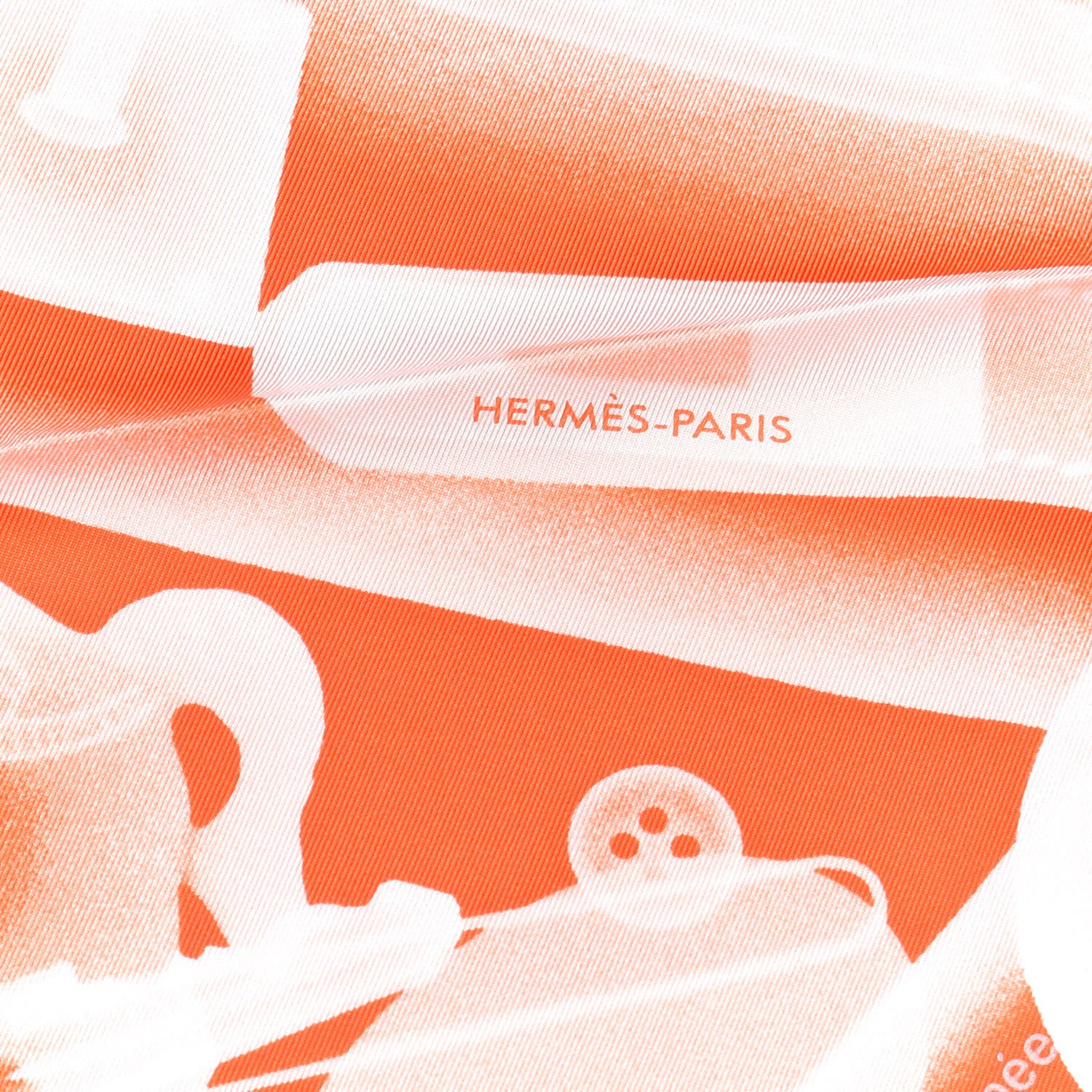 Hermes Silk Please Check In Scarf 90 Orange Vermillon 2 of 4