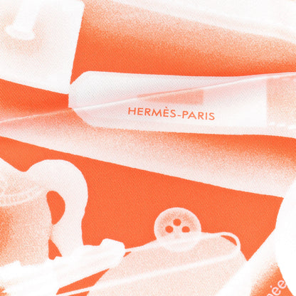 Hermes Silk Please Check In Scarf 90 Orange Vermillon 2 of 4